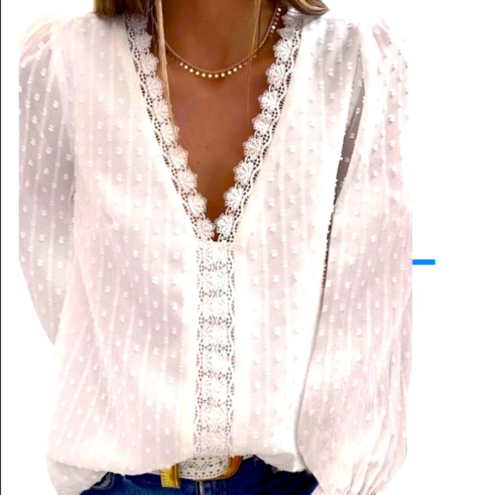 White Embroidered Chiffon Blouse